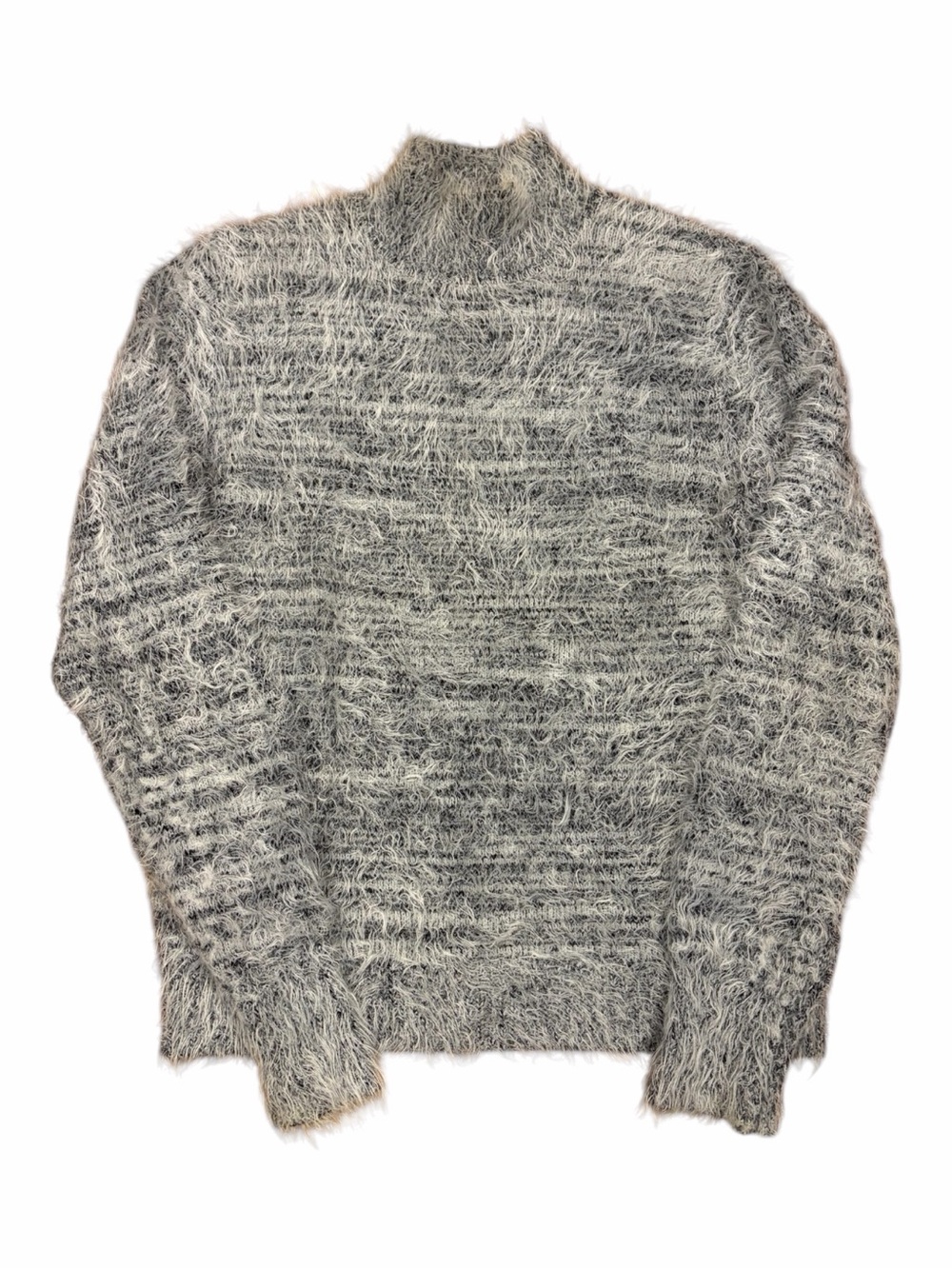 Philosophy Shaggy Fuzzy Eyelash Knit Mock Neck Sweater Grey Grunge Goth Large L